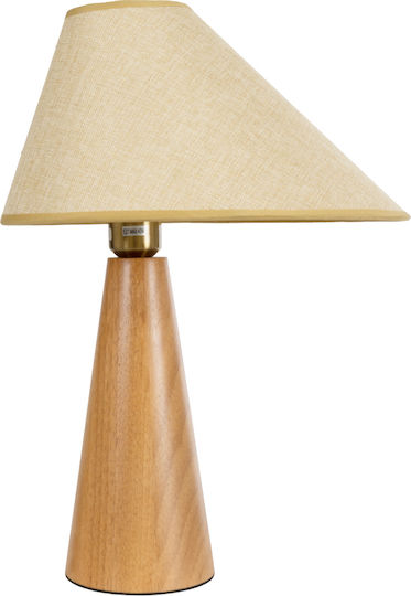 GloboStar Kauai Wood Table Lamp for Socket E27 with Beige Shade and Base