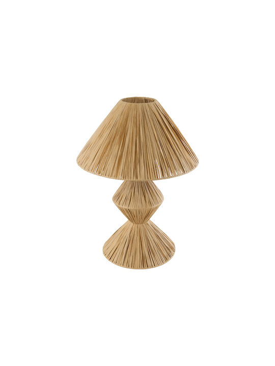 GloboStar Wood Table Lamp for Socket E27 with Beige Shade and Base