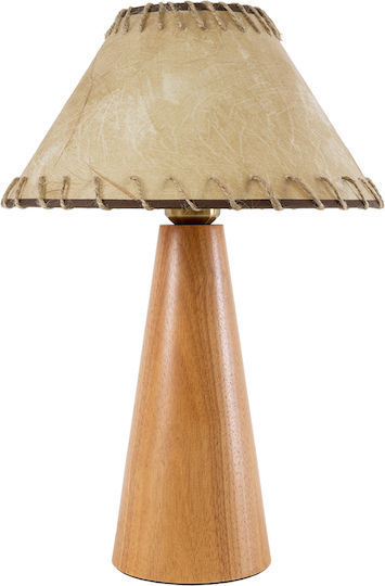 GloboStar Wood Table Lamp for Socket E27 with Beige Shade and Base