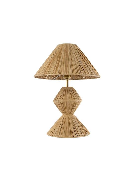 GloboStar Wood Table Lamp for Socket E27 with Beige Shade and Base