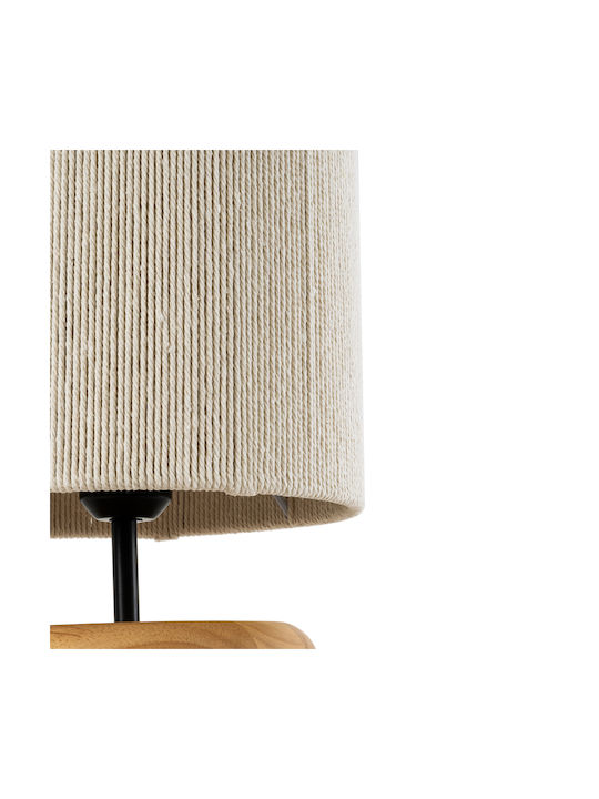 GloboStar Tuvalu Wood Table Lamp for Socket E27 with Beige Shade and Base