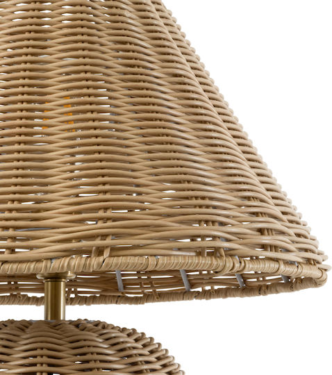 GloboStar Wood Table Lamp for Socket E27 with Beige Shade and Base
