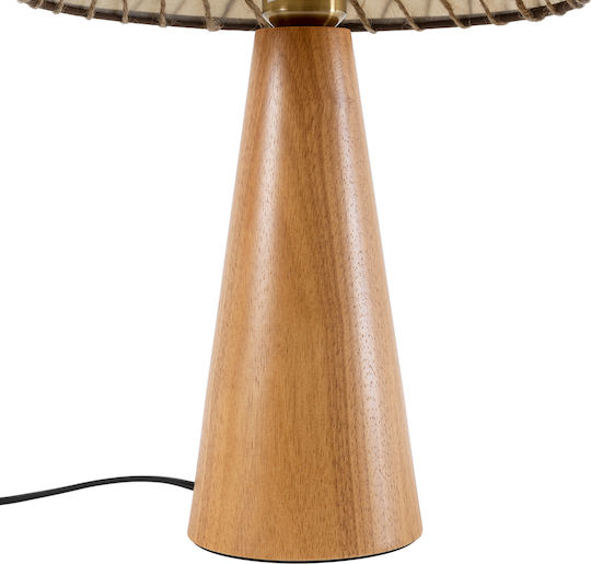 GloboStar Wood Table Lamp for Socket E27 with Beige Shade and Base
