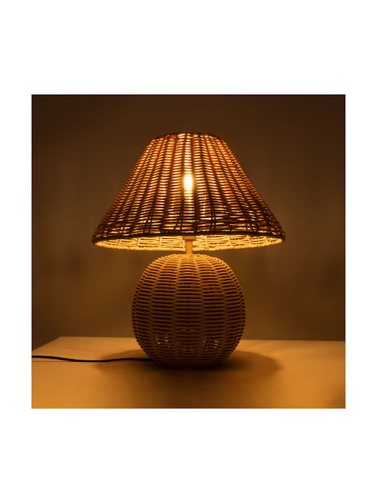 GloboStar Wood Table Lamp for Socket E27 with Beige Shade and Base