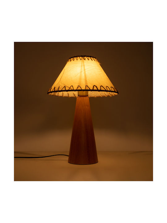 GloboStar Wood Table Lamp for Socket E27 with Beige Shade and Base