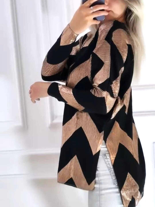 Honey Winter Women's Long Sleeve Sweater with V Neckline black