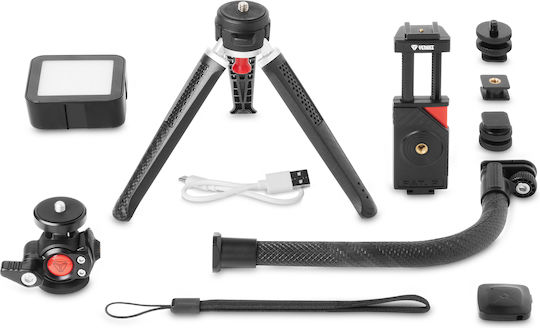 Yenkee Selfie Stick Cell Phone Tripod Bluetooth with Lighting Black