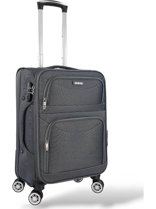Playbags Medium Fabric Suitcase Gray with 4 Wheels Height 59cm