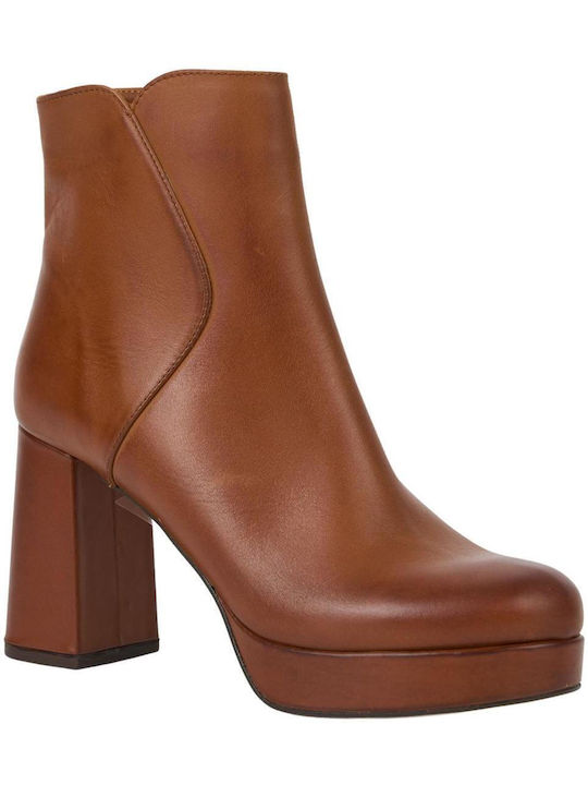 Mourtzi Leather Women's Ankle Boots Tabac Brown