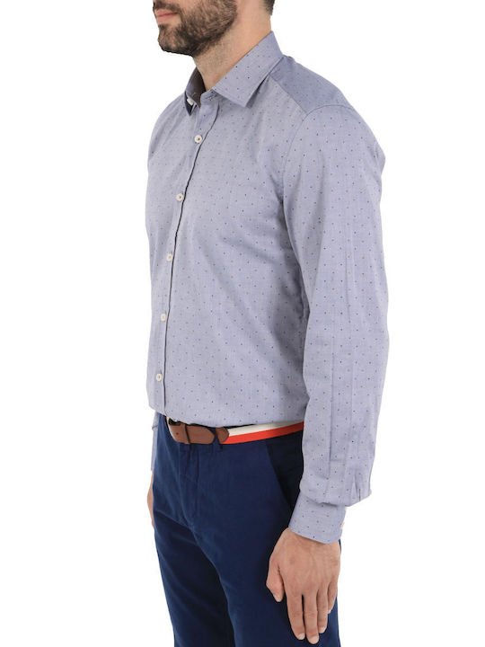 Antony Morato Men's Shirt Long Sleeve Cotton Polka Dot Blue