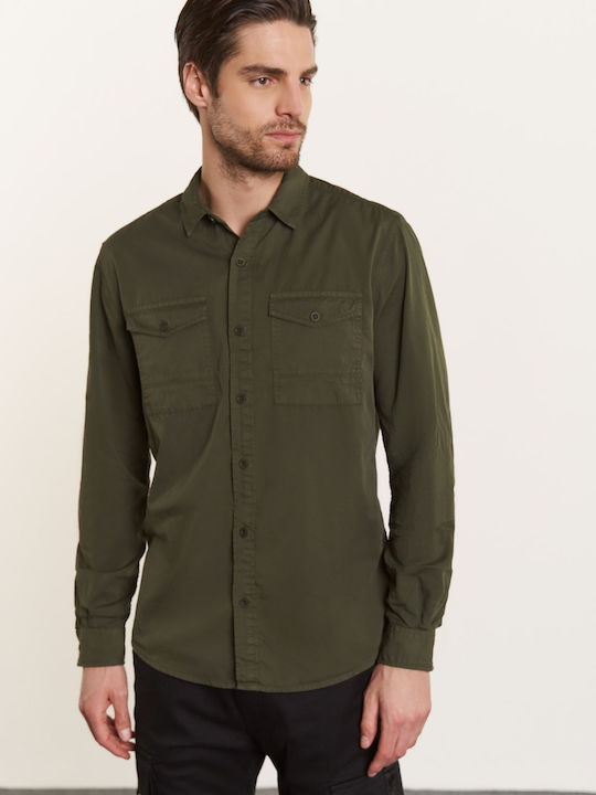 Edward Jeans Men's Shirt Long Sleeve Khaki