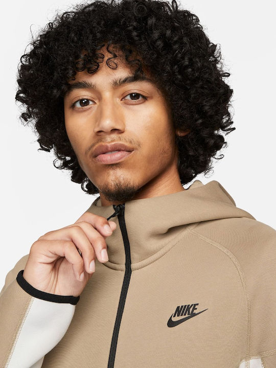 Tech Fleece Cardigan With Hood White