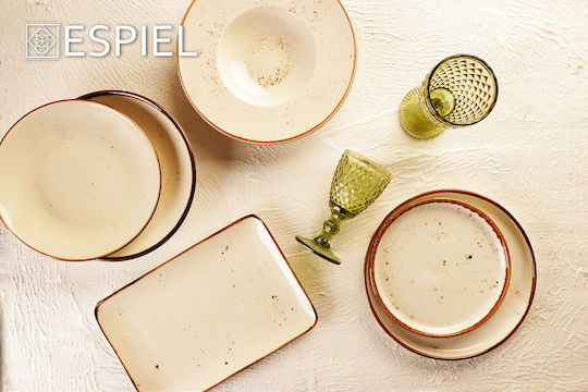 Espiel Terra Cream Teller Untiefe aus Porzellan Orange mit Durchmesser 26cm 6Stück