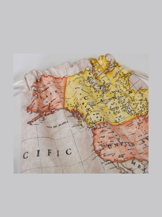Decocraft Worldmap Kids Bag Pouch Beige 25cm