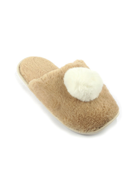 Fshoes Winter Women's Slippers in Beige color