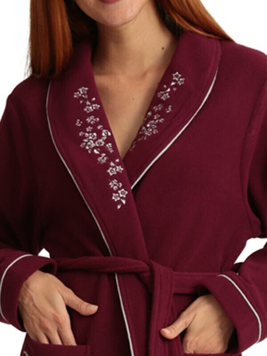 Lydia Creations Winter Women's Fleece Robe Bordeaux