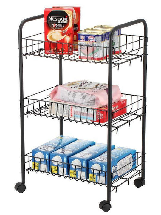 Viosarp Kitchen Trolley Metallic 3 Tiers White 62x38x62cm