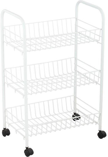Viosarp Kitchen Trolley Metallic 3 Tiers White 62x38x62cm