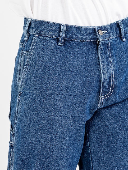 Men's Jeans Pants with Relaxed Straight Fit Stonewash Indigo