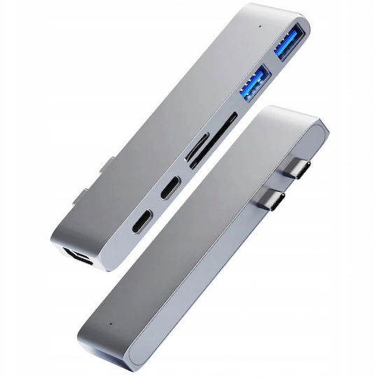 Dual USB-C Docking Station cu HDMI PD Gray (CO2-0117)