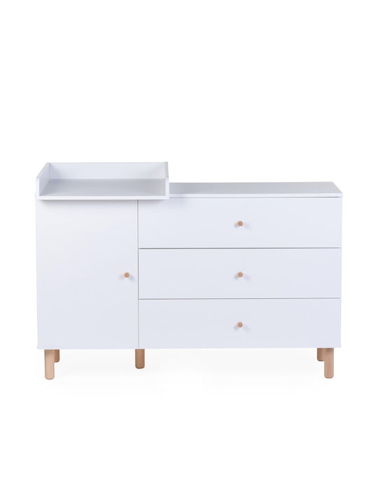 Kids Chest of Drawers White with 3 Drawers 137x75x93cm