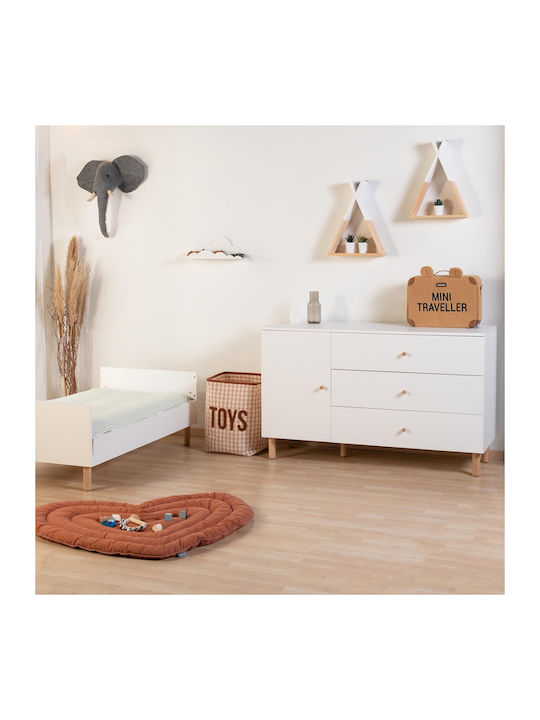 Kids Chest of Drawers White with 3 Drawers 137x75x93cm