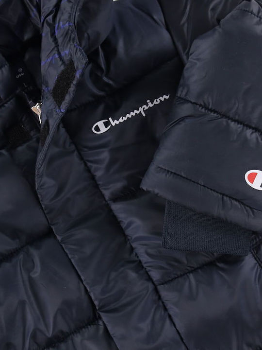 Kids' Quilted Jacket with Hood Navy Blue