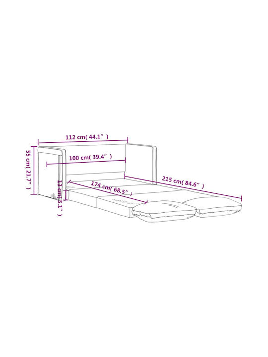 Doppelsitzer Sofa Bett Schwarz 112x60x55cm