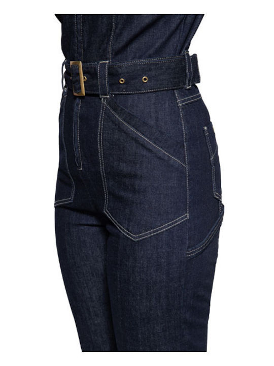 Women's Denim One-piece Suit Dark Blue