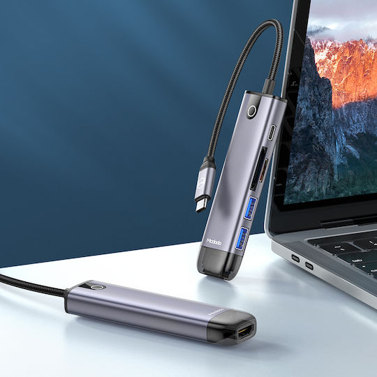Mcdodo USB-C Докинг станция с HDMI 4K PD Сив (HU-7740)