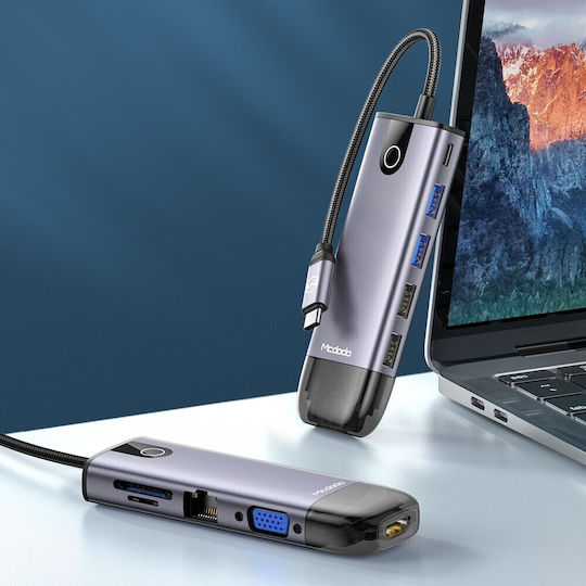 Mcdodo USB-C Docking Station with HDMI 4K PD Ethernet Gray (HU-7420)