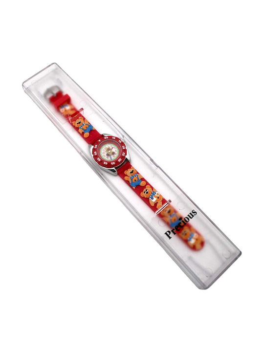 Kinder-Analoguhr mit Kautschuk/Plastikarmband Rot