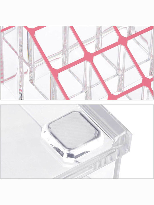 Relaxdays Cosmetics Organizer with 4 Drawers Transparent 2 Pieces 24x19x13.5cm