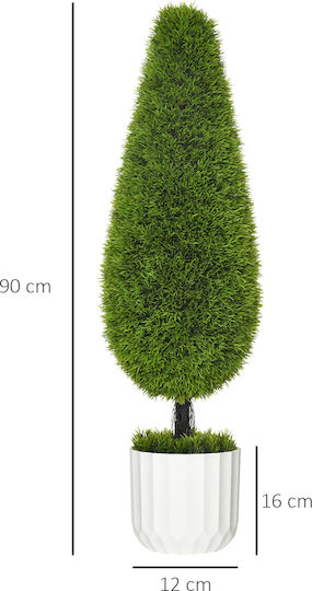 Künstliche Pflanze im Töpfchen Grün 16cm HomCom