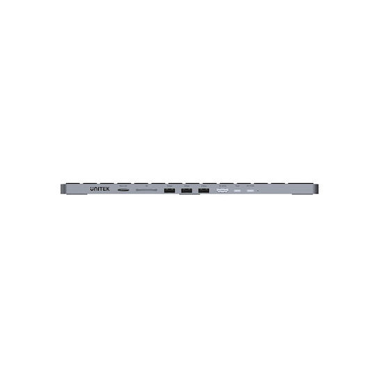 Unitek D1092A Keyboard USB-C Docking Station με DisplayPort 4K PD Ethernet Γκρι