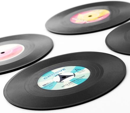 Out of the Blue Round Coaster Wooden Black 9cm 4pcs