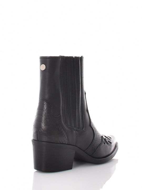 Selena Leder Stiefeletten Damen Schwarz