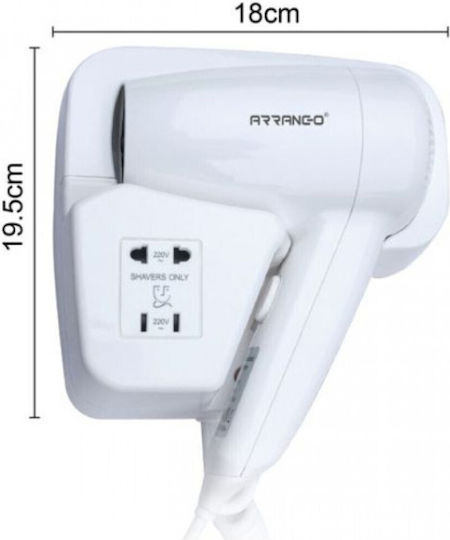 Arrango White Hotel Hair Dryer 1.2kW