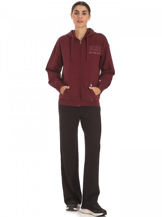 Damen Sweatshirt mit Kapuze Burgundisch