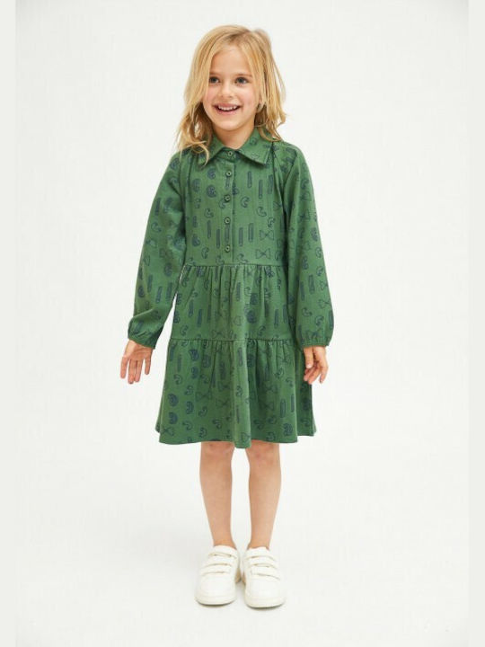 Compania Fantastica Kids Dress Long Sleeve Green