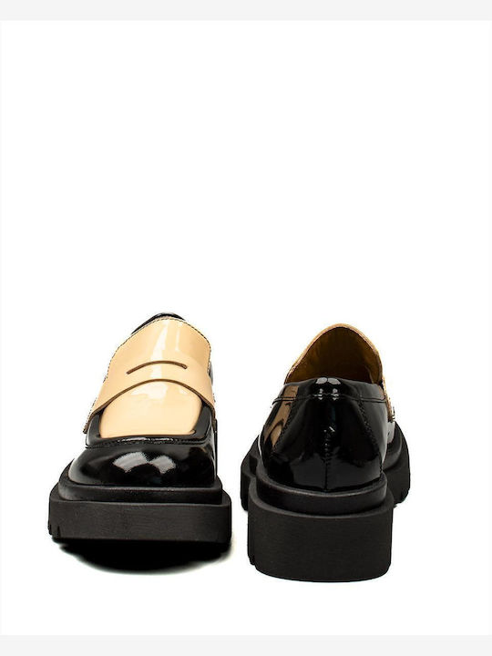 Leder Damen Loafers in Schwarz Farbe