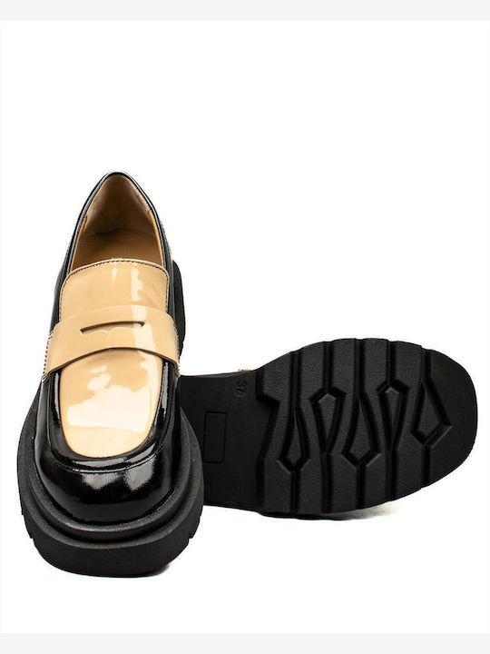 Leder Damen Loafers in Schwarz Farbe