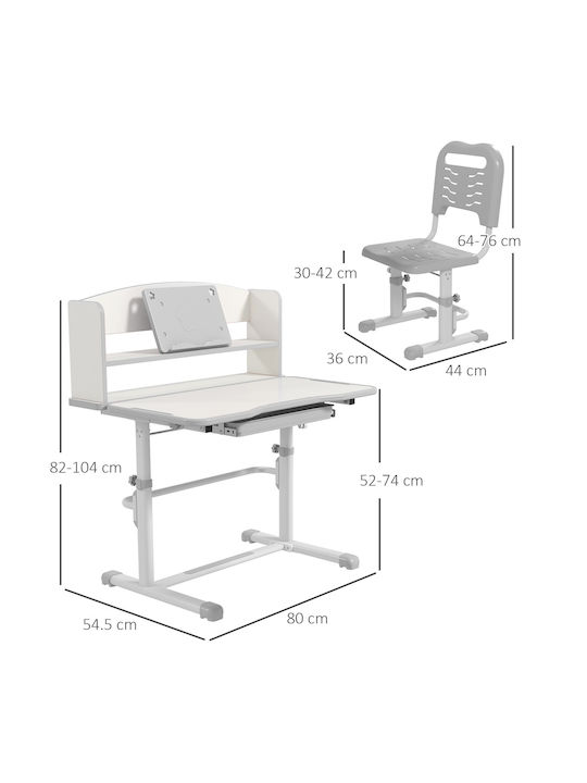 Kids Desk made of Melamine Gray 80x54x104cm