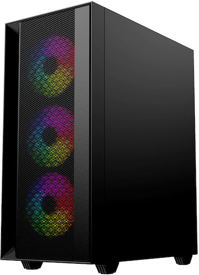 Gembird Fornax 4000 Геймърско бюро Midi Tower Компютърна кутия с RGB осветление Черен