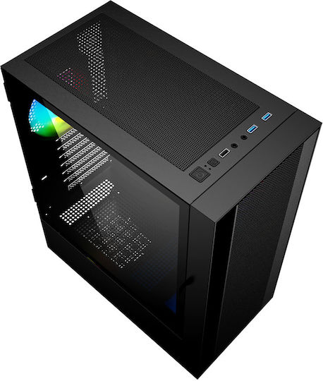 Gembird Fornax 4000 Геймърско бюро Midi Tower Компютърна кутия с RGB осветление Черен