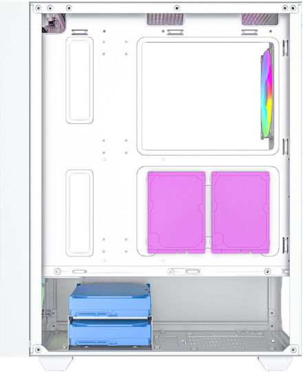 Gembird Fornax 4000 Gaming Midi-Turm Computergehäuse mit RGB-Beleuchtung Weiß