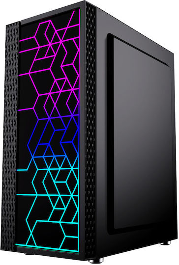 Gembird Fornax 2500 Gaming Midi Tower Κουτί Υπολογιστή με RGB Φωτισμό Μαύρο