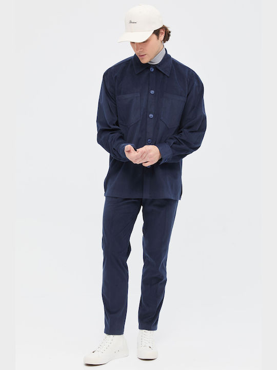 Aristoteli Bitsiani Men's Shirt Long Sleeve Corduroy Blue.