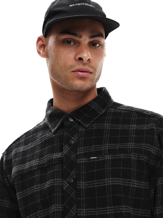 Μακρυμάνικo Κοτλέ Overshirt σε Κανονική Γραμμή Πουά Black Grey