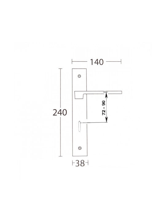 Convex Πόμολο Μεσόπορτας με Πλάκα Ν1535 ICH-13519-ΖΕΎΓΟΣ-ΓΙΑ-ΜΕΣΌΠΟΡΤΑ Ζεύγος Ματ Χρώμιο Ματ